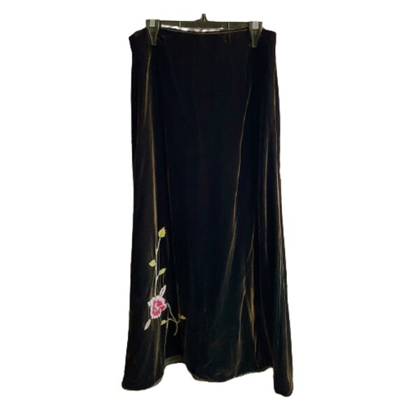 Vintage Coldwater Creek velvet embroidered maxi skirt - Picture 1 of 14